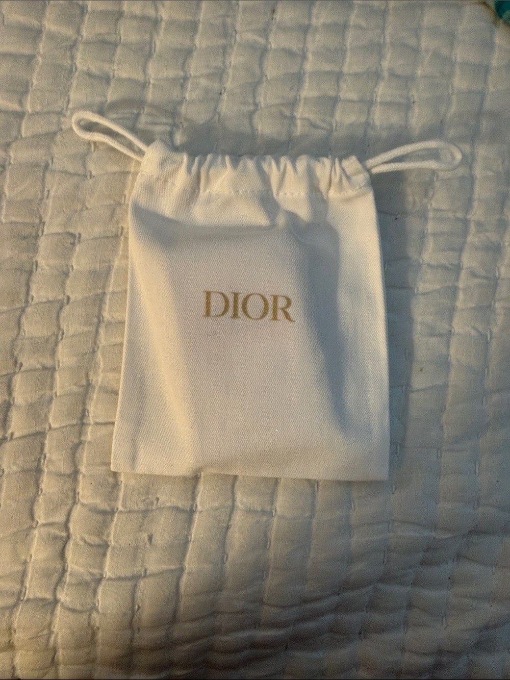 Brand NEWDior White Drawstring Pouch with Gold Logo